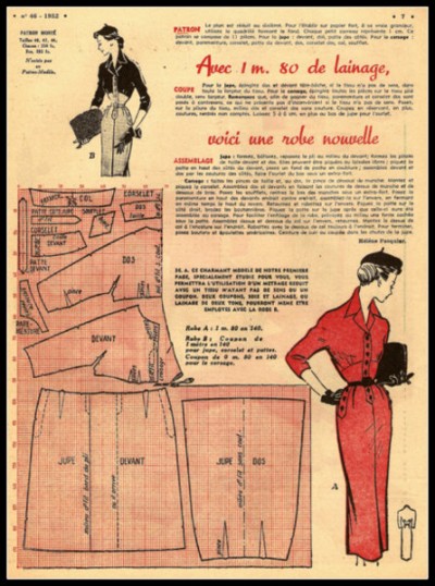Red dress pattern 1952 Red dress pattern