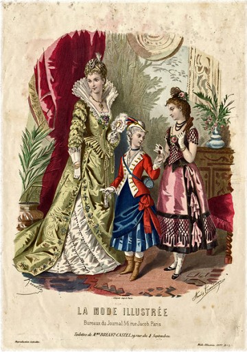 Three fancy dress costumes - Designs by Madame Bréant Castel 1877